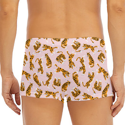 Cute Tiger Pattern Print Men's Short Boxer Briefs