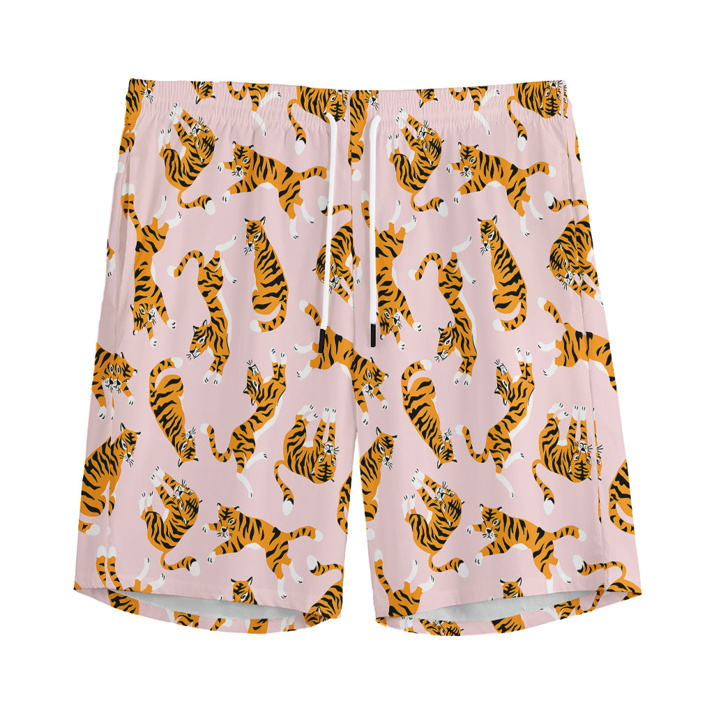 Cute Tiger Pattern Print Men's Sports Shorts