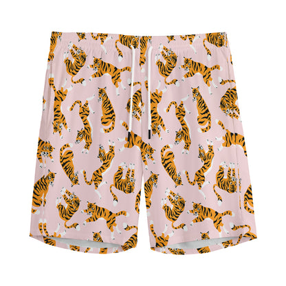 Cute Tiger Pattern Print Men's Sports Shorts