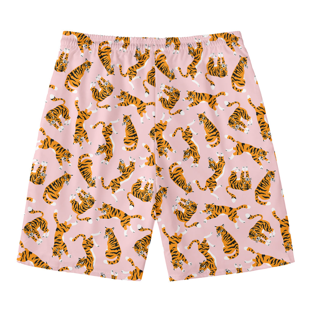 Cute Tiger Pattern Print Men's Swim Trunks