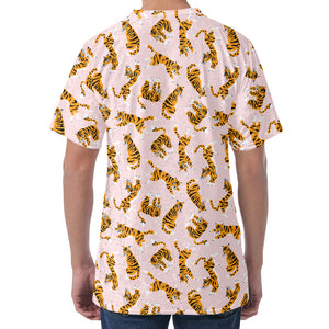 Cute Tiger Pattern Print Men's Velvet T-Shirt
