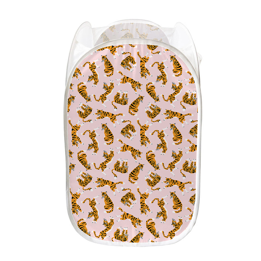 Cute Tiger Pattern Print Mesh Laundry Hamper