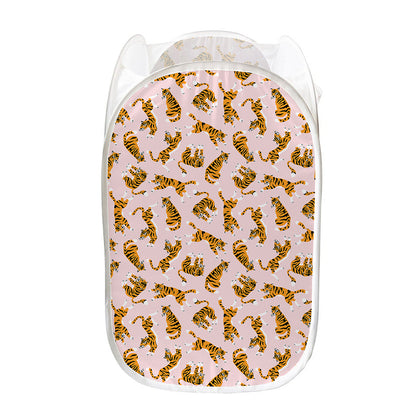 Cute Tiger Pattern Print Mesh Laundry Hamper
