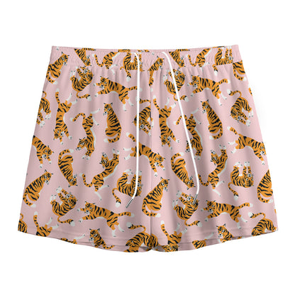 Cute Tiger Pattern Print Mesh Shorts