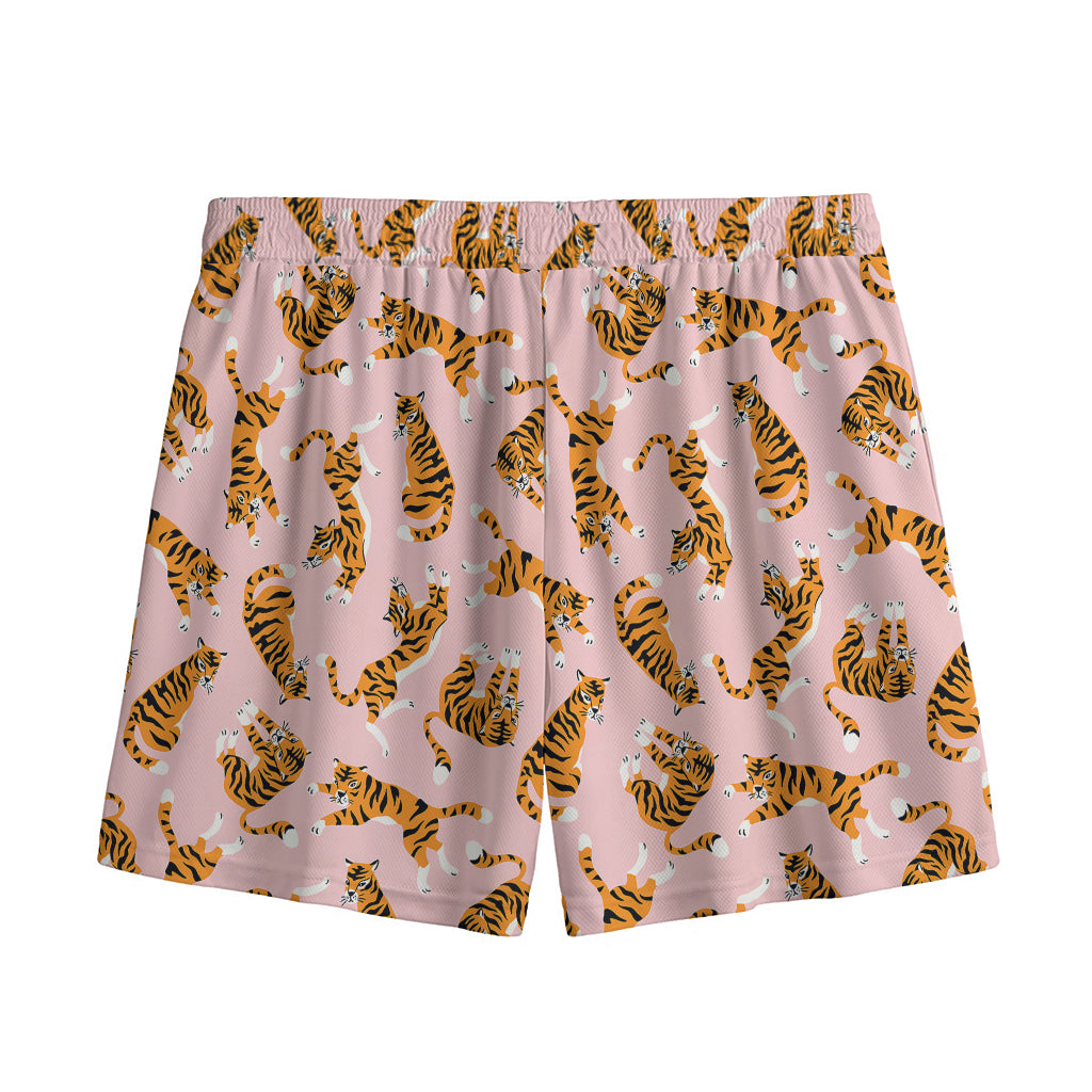 Cute Tiger Pattern Print Mesh Shorts