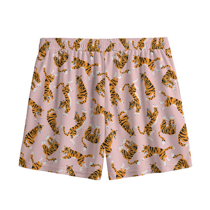 Cute Tiger Pattern Print Mesh Shorts