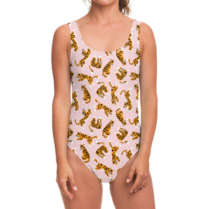 Cute Tiger Pattern Print One Piece Swimsuit