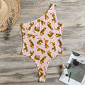 Cute Tiger Pattern Print One Shoulder Bodysuit