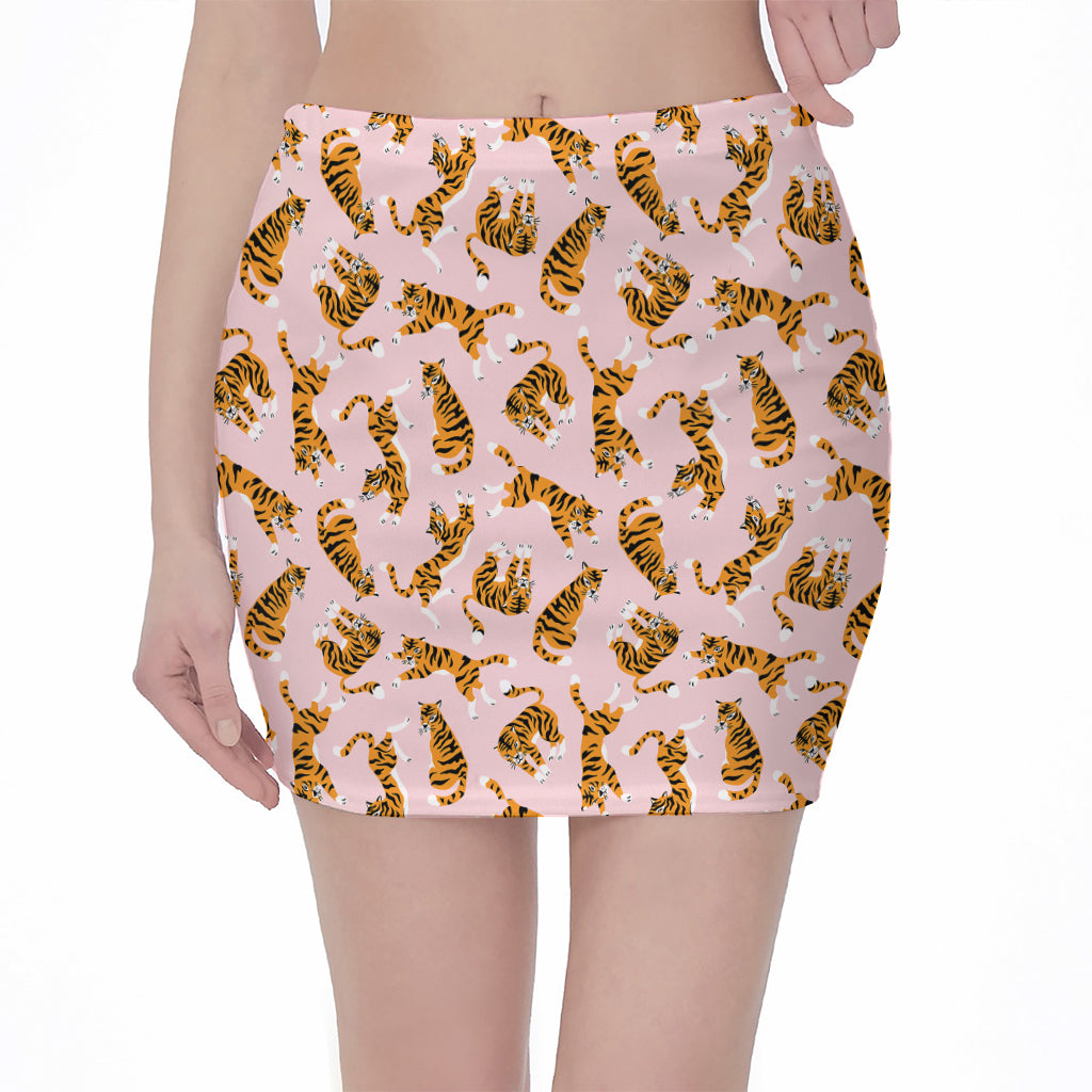 Cute Tiger Pattern Print Pencil Mini Skirt