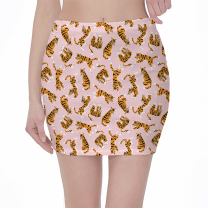 Cute Tiger Pattern Print Pencil Mini Skirt