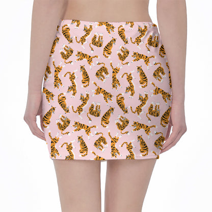 Cute Tiger Pattern Print Pencil Mini Skirt