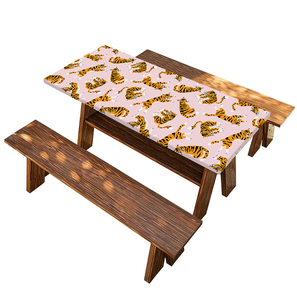 Cute Tiger Pattern Print Picnic Table Cover