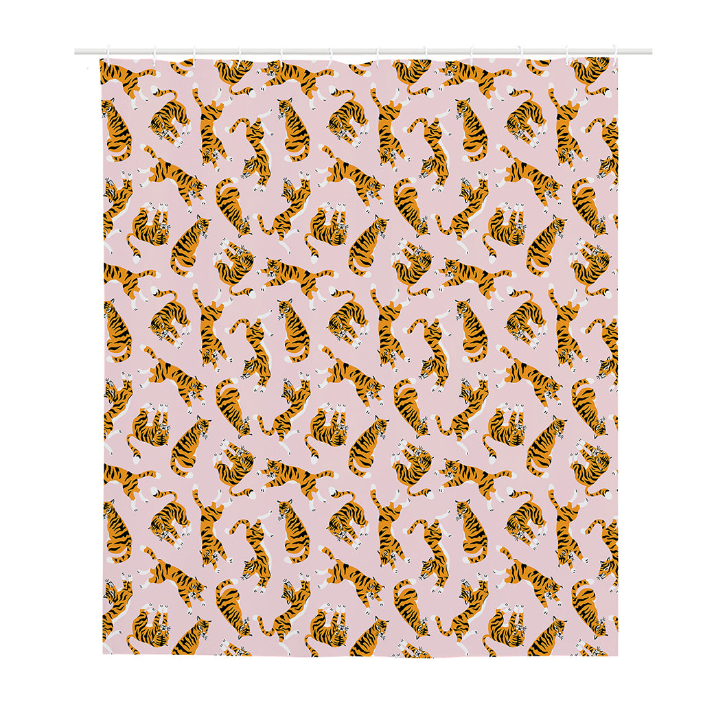 Cute Tiger Pattern Print Polyester Shower Curtain