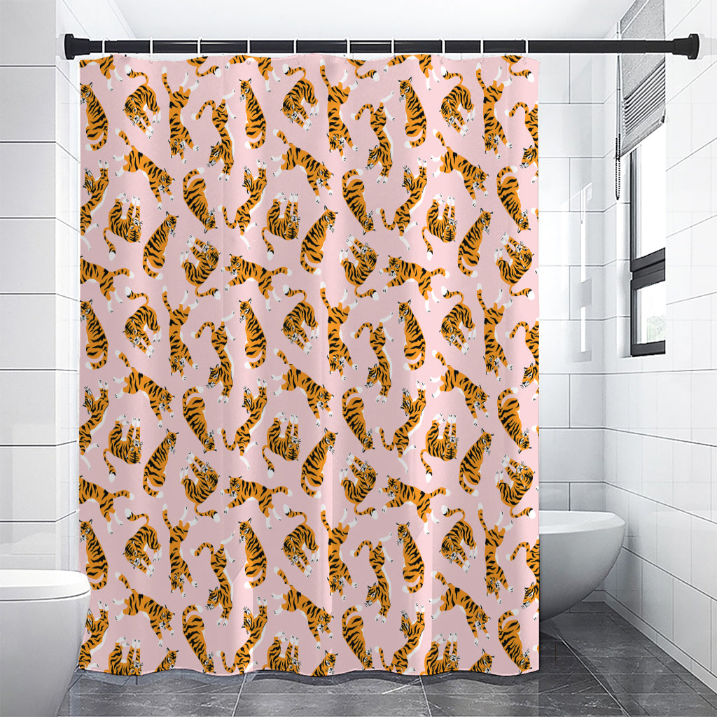Cute Tiger Pattern Print Premium Shower Curtain