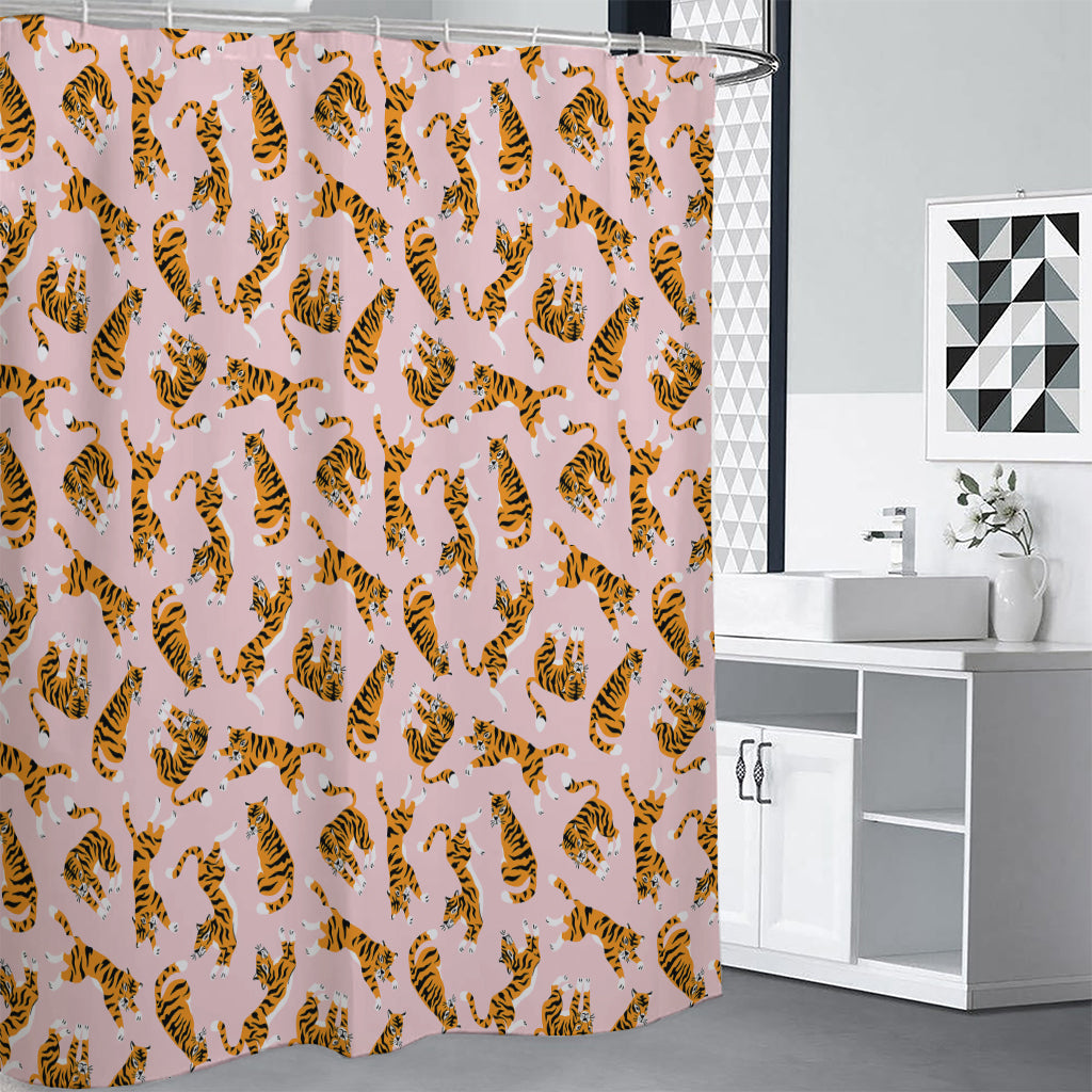 Cute Tiger Pattern Print Premium Shower Curtain