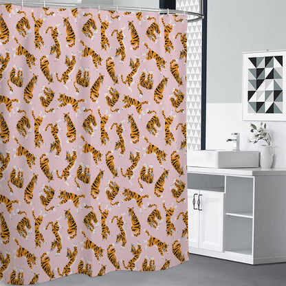 Cute Tiger Pattern Print Premium Shower Curtain