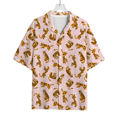 Cute Tiger Pattern Print Rayon Hawaiian Shirt