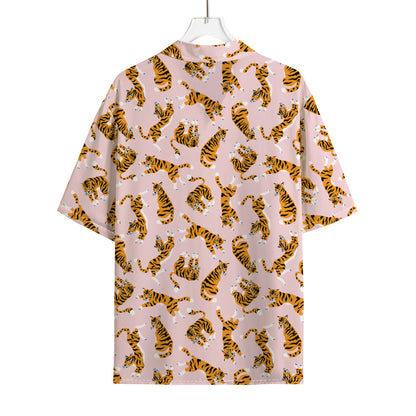 Cute Tiger Pattern Print Rayon Hawaiian Shirt