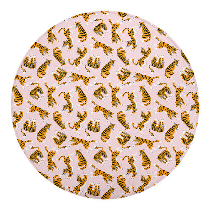 Cute Tiger Pattern Print Round Blanket