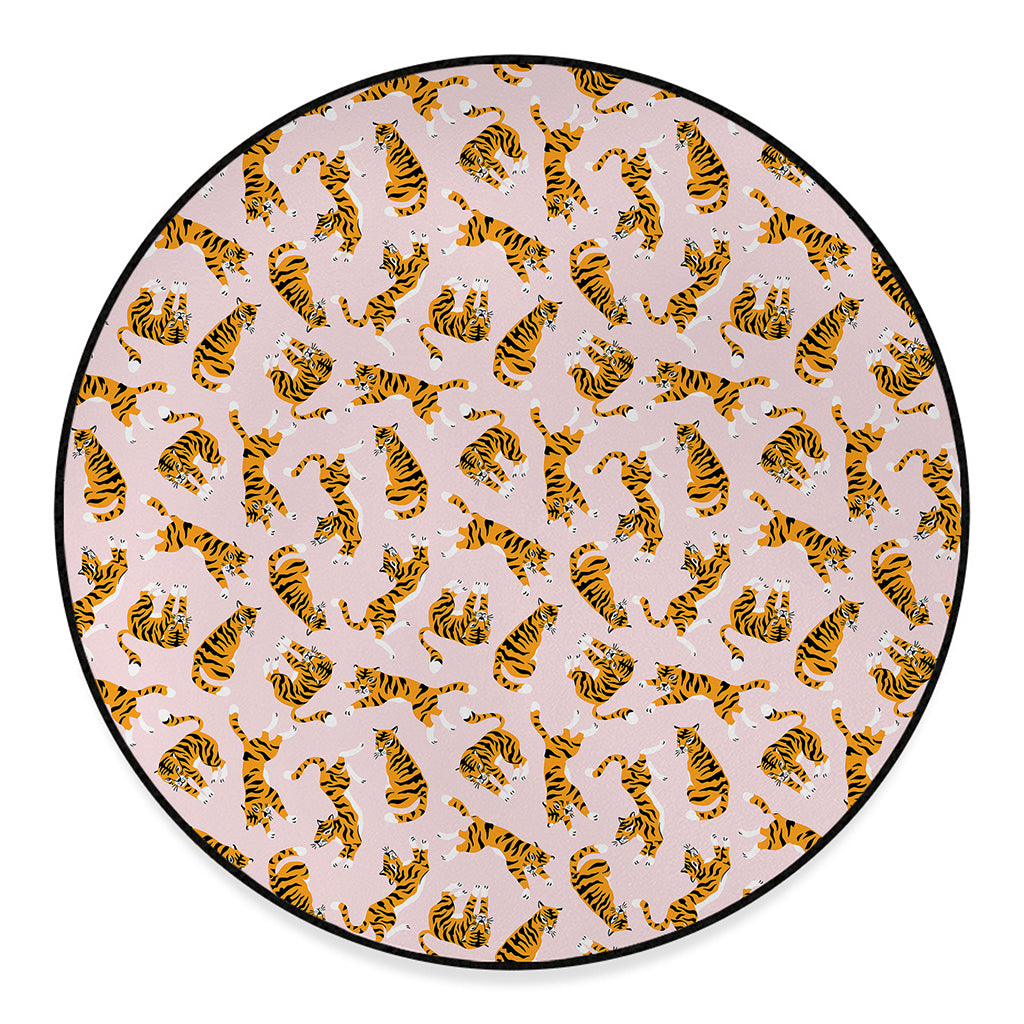 Cute Tiger Pattern Print Round Floor Mat