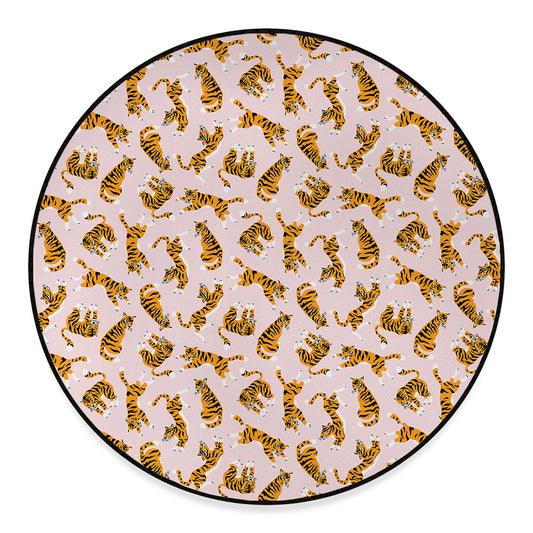 Cute Tiger Pattern Print Round Floor Mat