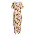 Cute Tiger Pattern Print Short Sleeve Long Nightdress