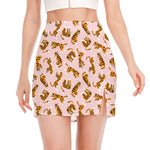 Cute Tiger Pattern Print Side Slit Mini Skirt