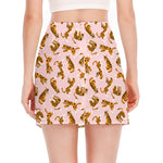 Cute Tiger Pattern Print Side Slit Mini Skirt