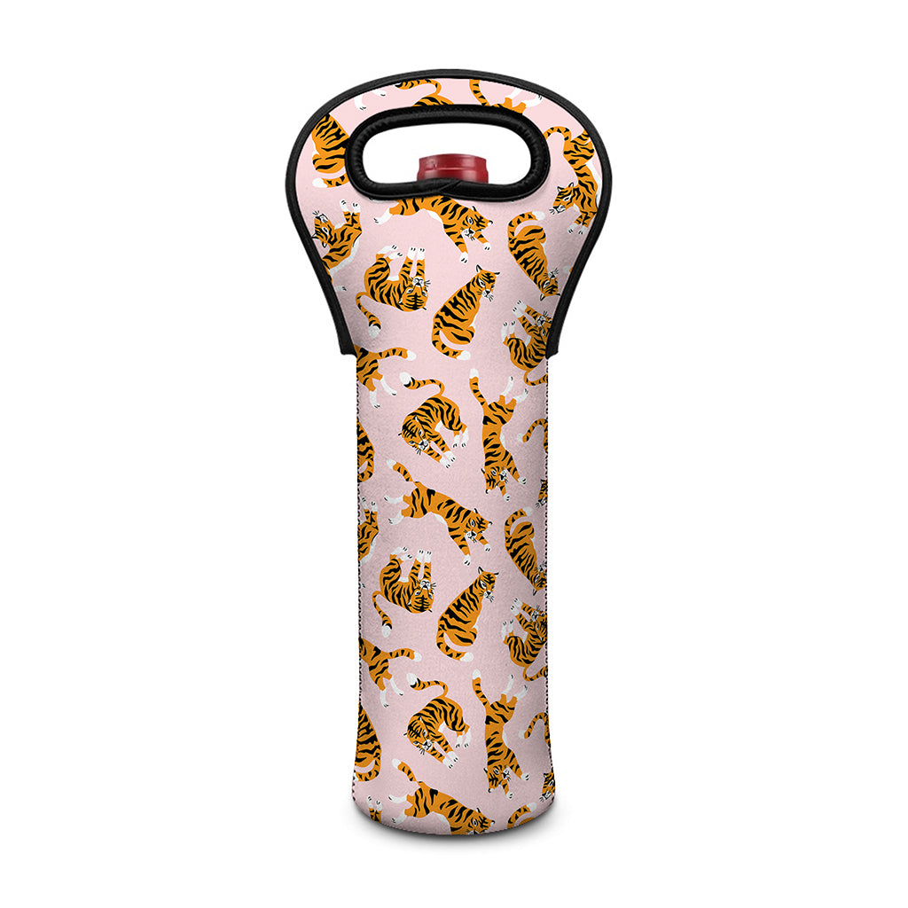 Cute Tiger Pattern Print Single Neoprene Wine Tote