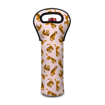 Cute Tiger Pattern Print Single Neoprene Wine Tote