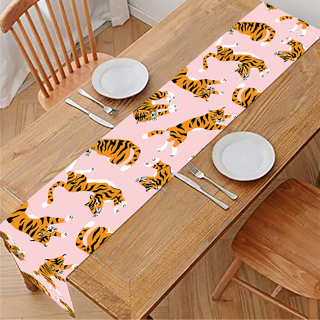 Cute Tiger Pattern Print Table Runner