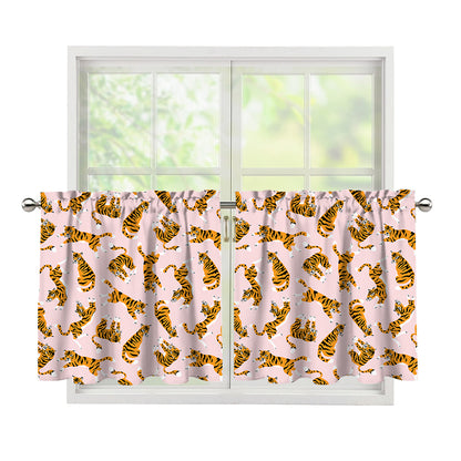 Cute Tiger Pattern Print Tier Curtains