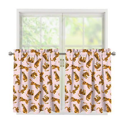 Cute Tiger Pattern Print Tier Curtains
