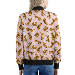 Cute Tiger Pattern Print Women's Bomber Jacket