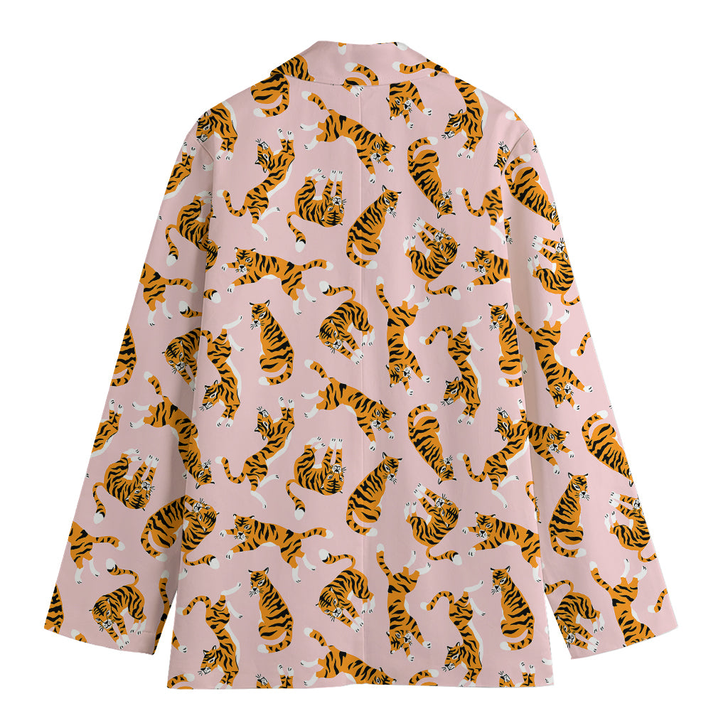 Cute Tiger Pattern Print Women's Cotton Blazer