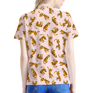 Cute Tiger Pattern Print Women's Polo Shirt