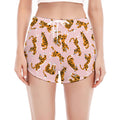 Cute Tiger Pattern Print Women's Split Running Shorts