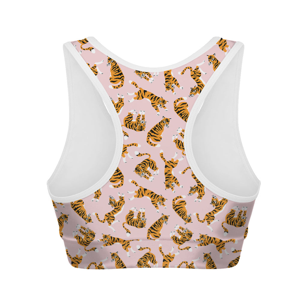 Cute Tiger Pattern Print Women's Sports Bra