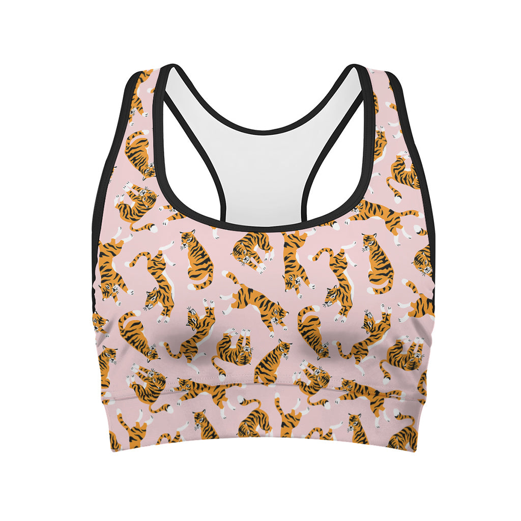 Cute Tiger Pattern Print Women's Sports Bra