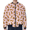 Cute Tiger Pattern Print Zip Sleeve Bomber Jacket