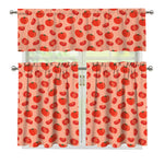 Cute Tomato Pattern Print 3 Piece Kitchen Curtains