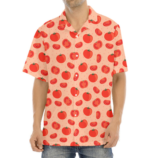 Cute Tomato Pattern Print Aloha Shirt