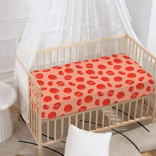 Cute Tomato Pattern Print Baby Crib Sheet