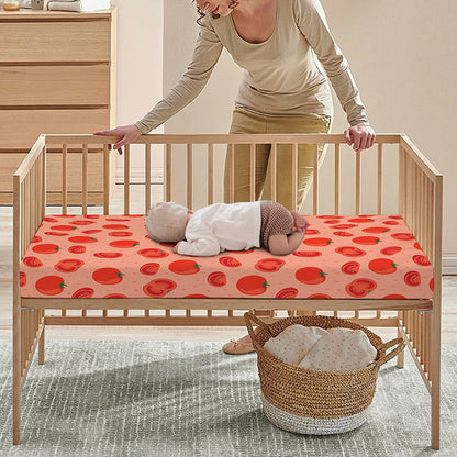 Cute Tomato Pattern Print Baby Crib Sheet