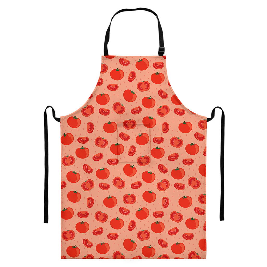 Cute Tomato Pattern Print Bib Apron With Pocket