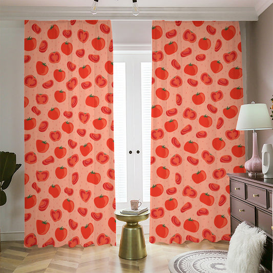 Cute Tomato Pattern Print Blackout Pencil Pleat Curtains
