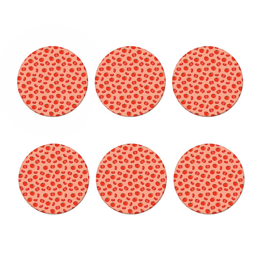 Cute Tomato Pattern Print Coaster Set