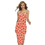 Cute Tomato Pattern Print Cross Back Cami Dress