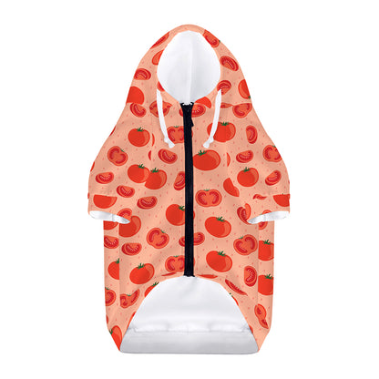 Cute Tomato Pattern Print Dog Zip Up Hoodie