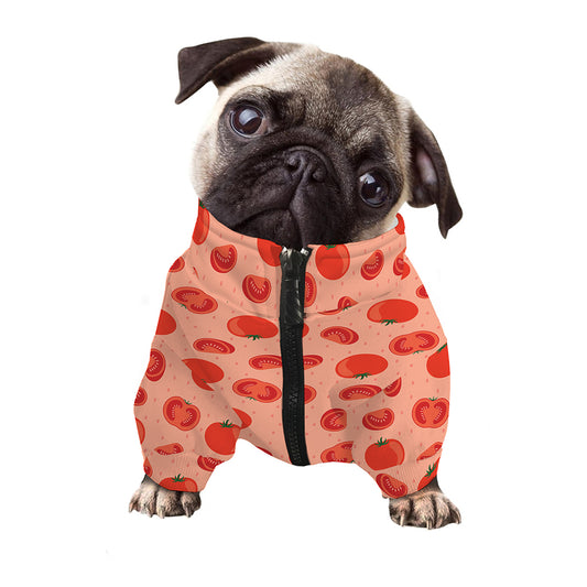 Cute Tomato Pattern Print Dog Zip Up Jacket